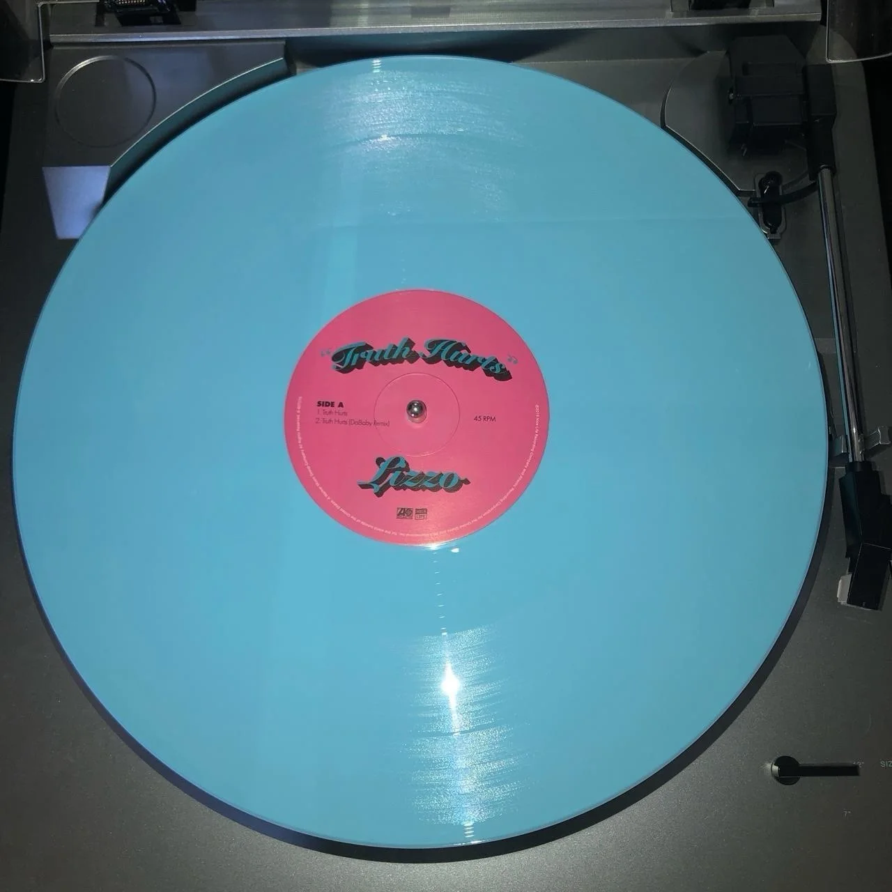 Lizzo Truth Hurts Limited Edition Autographed Baby Blue Vinyl Record, image 3