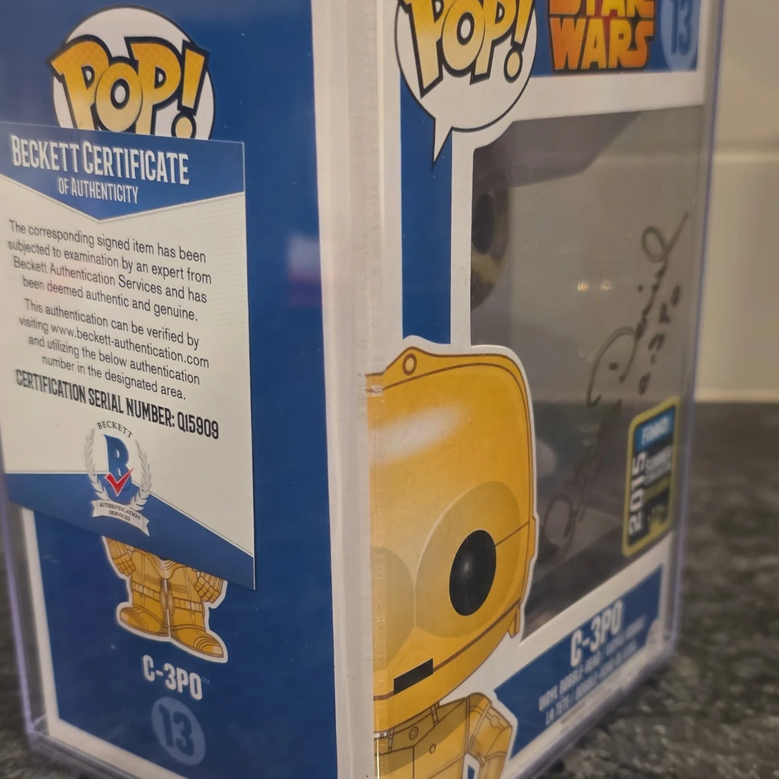 Anthony Daniels — Anthony Daniels signed C-3PO Funko Pop Star Wars #13 Beckett Authenticated, image 2