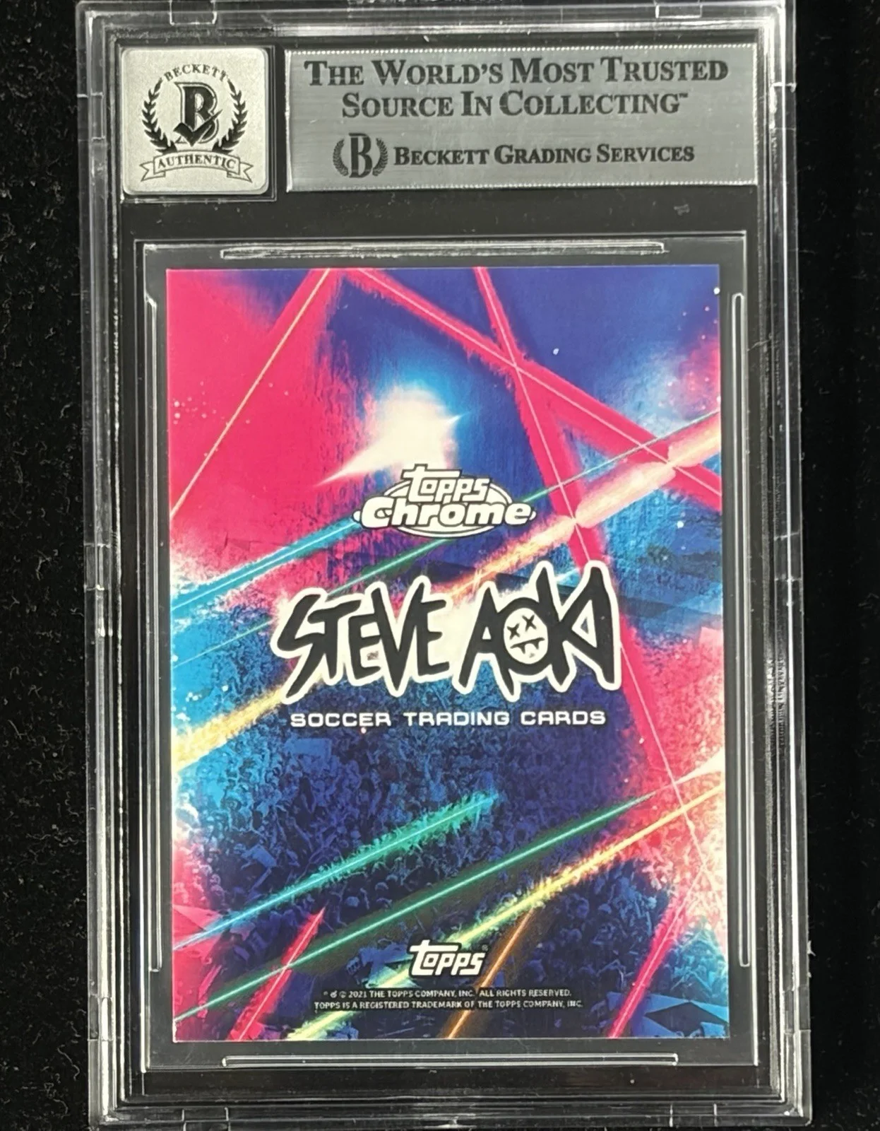Steve Aoki Signed 21 Topps Chrome Champions League Card DJ Slabbed BAS Auto 10, изображение 2