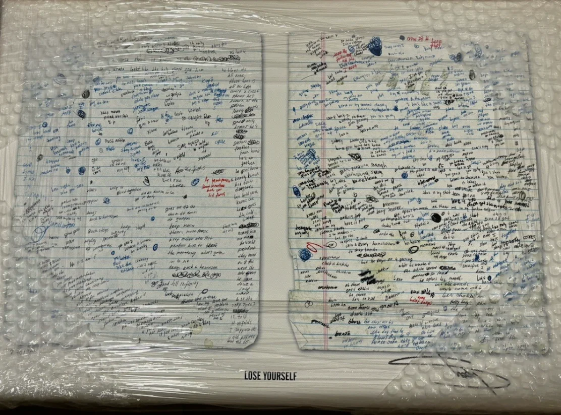 Eminem 8 Mile Lose Yourself Lyrics Signed Canvas 256/300 Auto New In Box COA, image 3