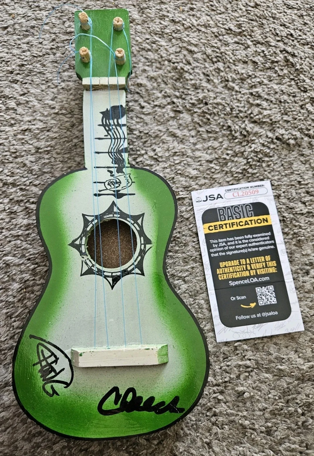 Cheech and Chong — CHEECH AND CHONG SIGNED AUTOGRAPHED Mini Toy Wood Guitar Made in Mexico JSA COA