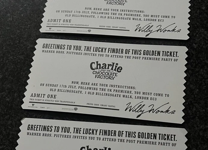 Charlie & The Chocolate Factory Premier Ticket - London - Rare / Johnny Depp, изображение 2