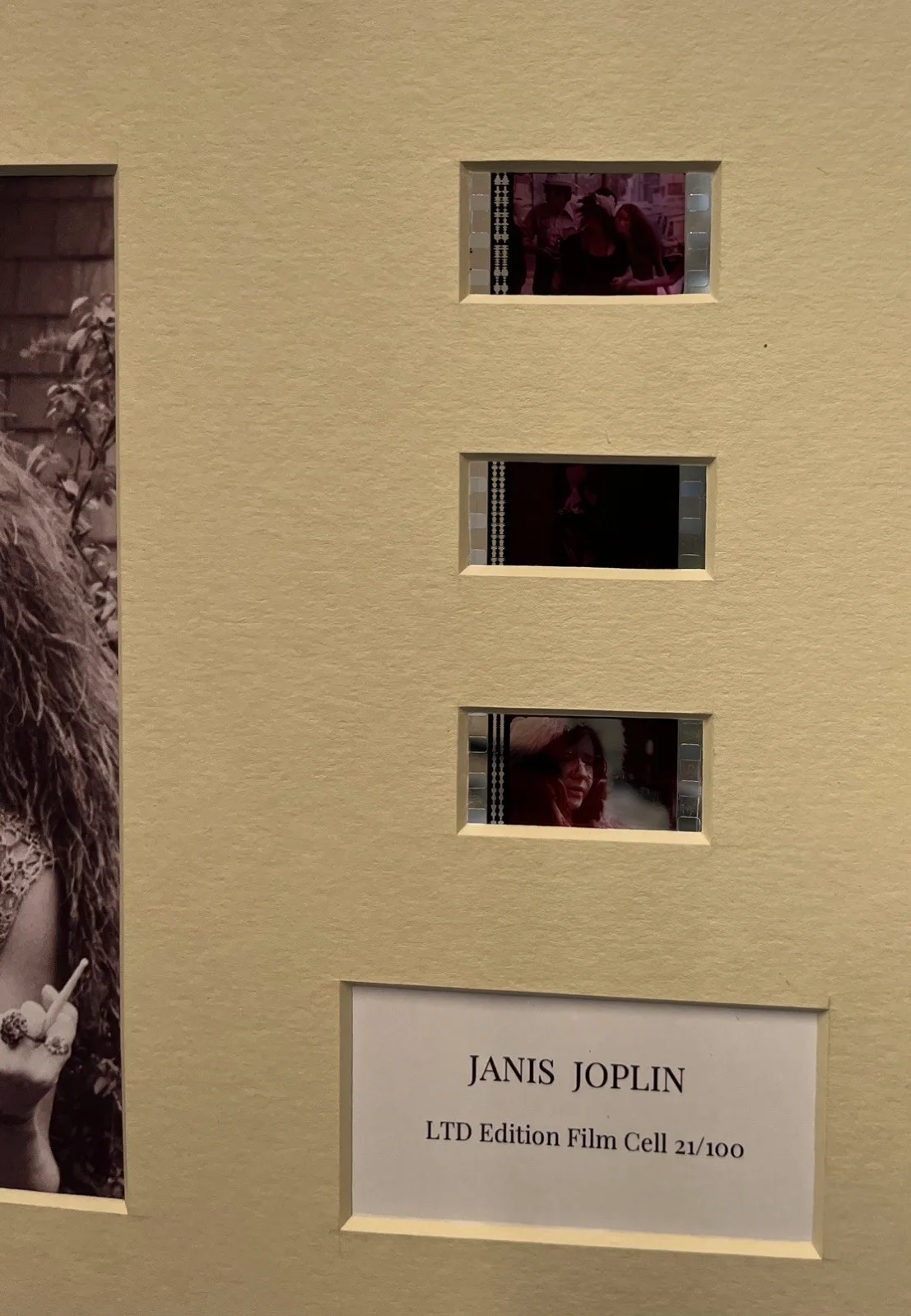 JANIS JOPLIN. 35mm Film Cell Mounted Display, image 3