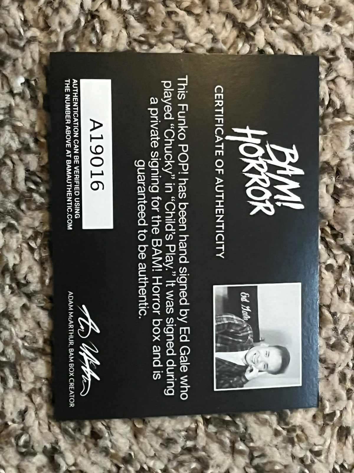 Ed Gale — ED GALE Autograph Hand SIGNED CHILD'S PLAY 2 FUNKO POP CHUCKY 56 Bam Box COA, изображение 4