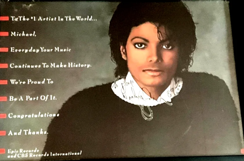 1989 Michael Jackson Autographed EPIC Records Poster JSA LOA inscribed 1-1, image 3