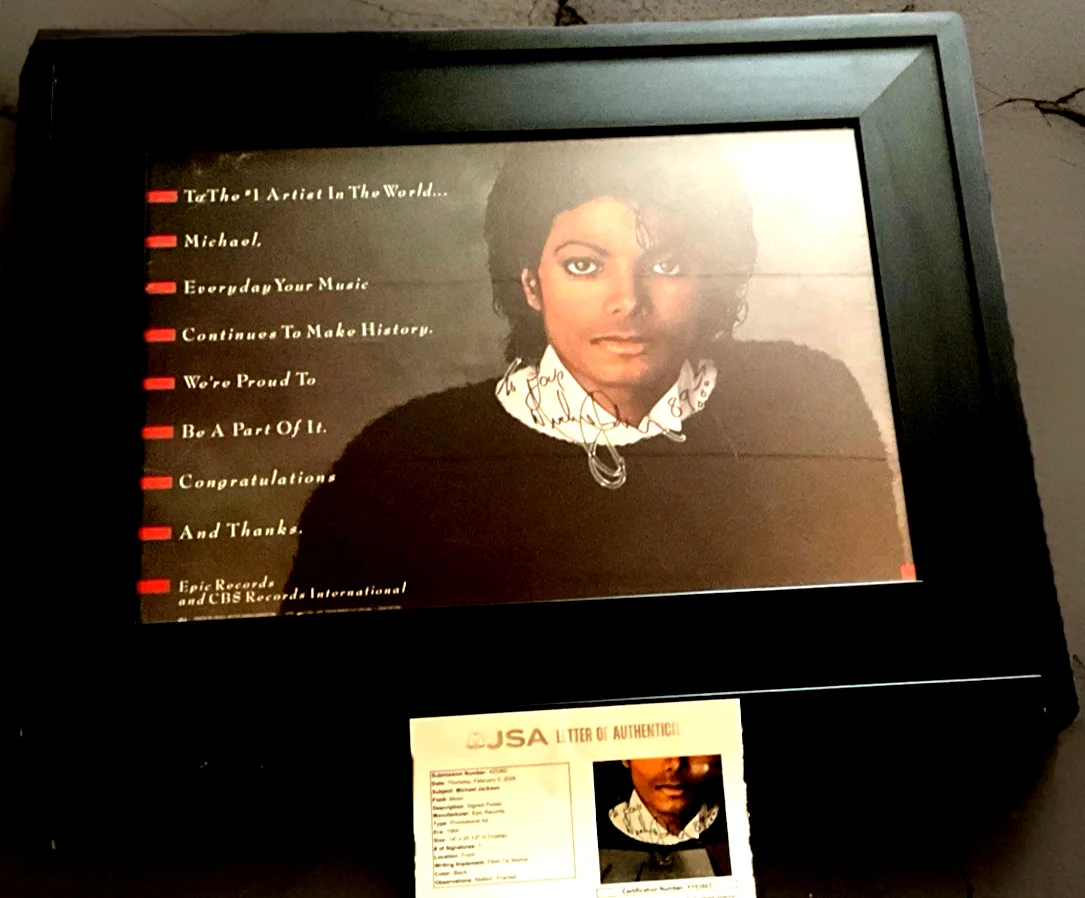 1989 Michael Jackson Autographed EPIC Records Poster JSA LOA inscribed 1-1, image 4