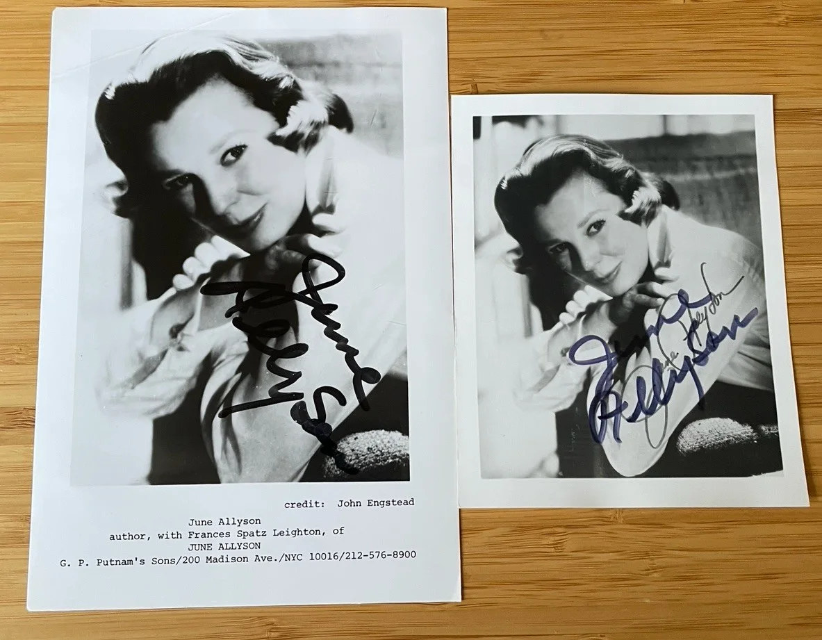June Allyson — June Allyson Hand Signed Black and White Photo Lot Of Two Autographed Photos