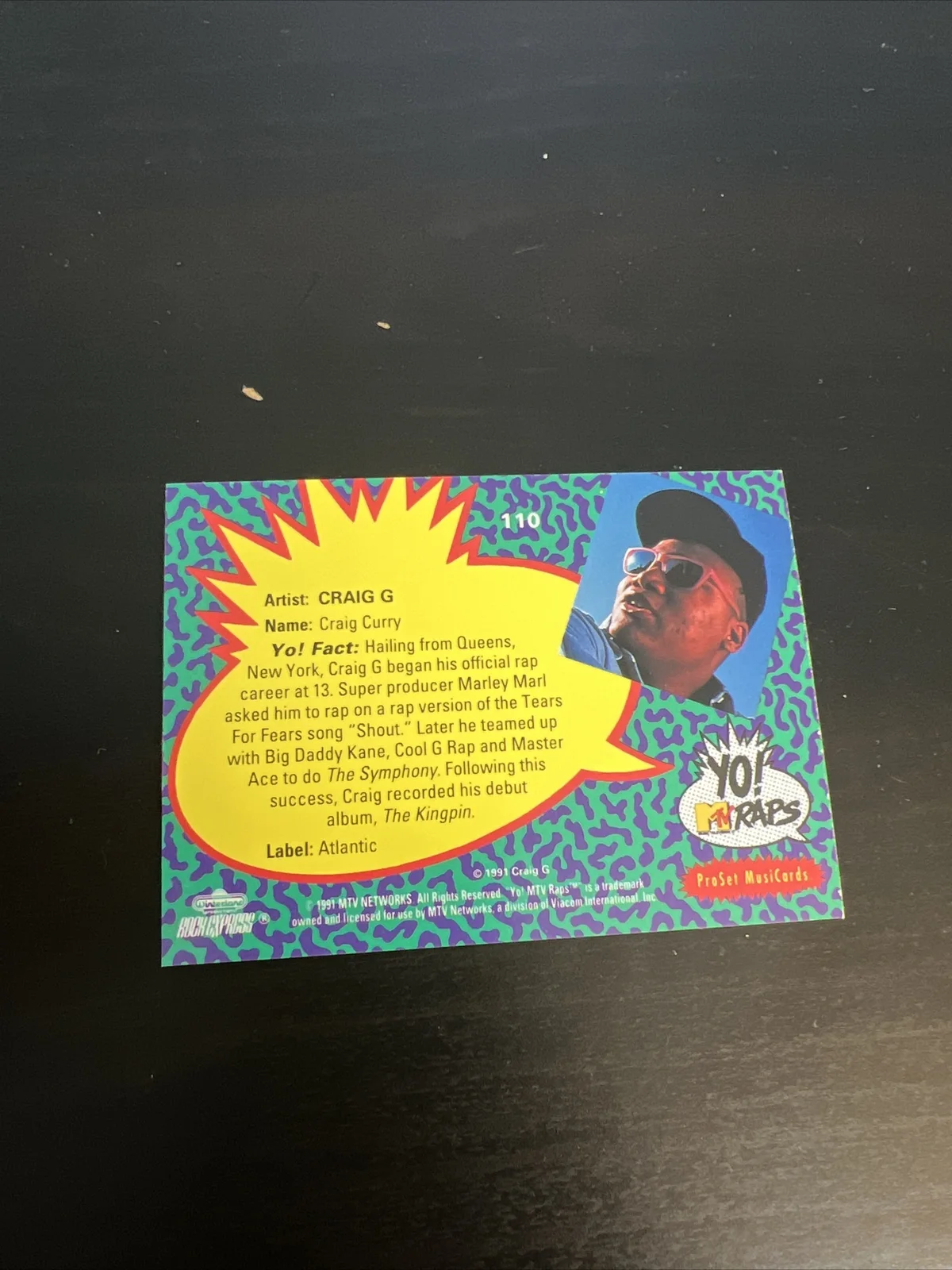 Craig G SIGNED 90'S YO! MTV RAPS TRADING CARD Juice Crew #110 Cold Chillin 4, image 4