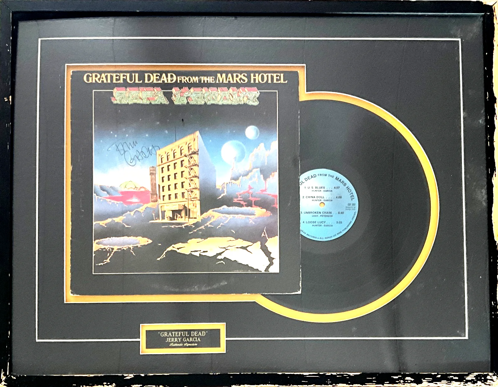 JERRY GARCIA GRATEFUL DEAD Signed Album MARS HOTEL framed *AUTHENTIC LEFT MARGIN, image 4