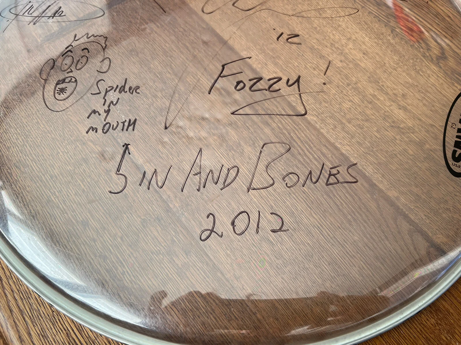 FOZZY SIGNED 16” EvansDRUMHEAD! COMPLETE BAND 6 AUTOGRAPHED! CHRIS JERICHO * WWF, image 3