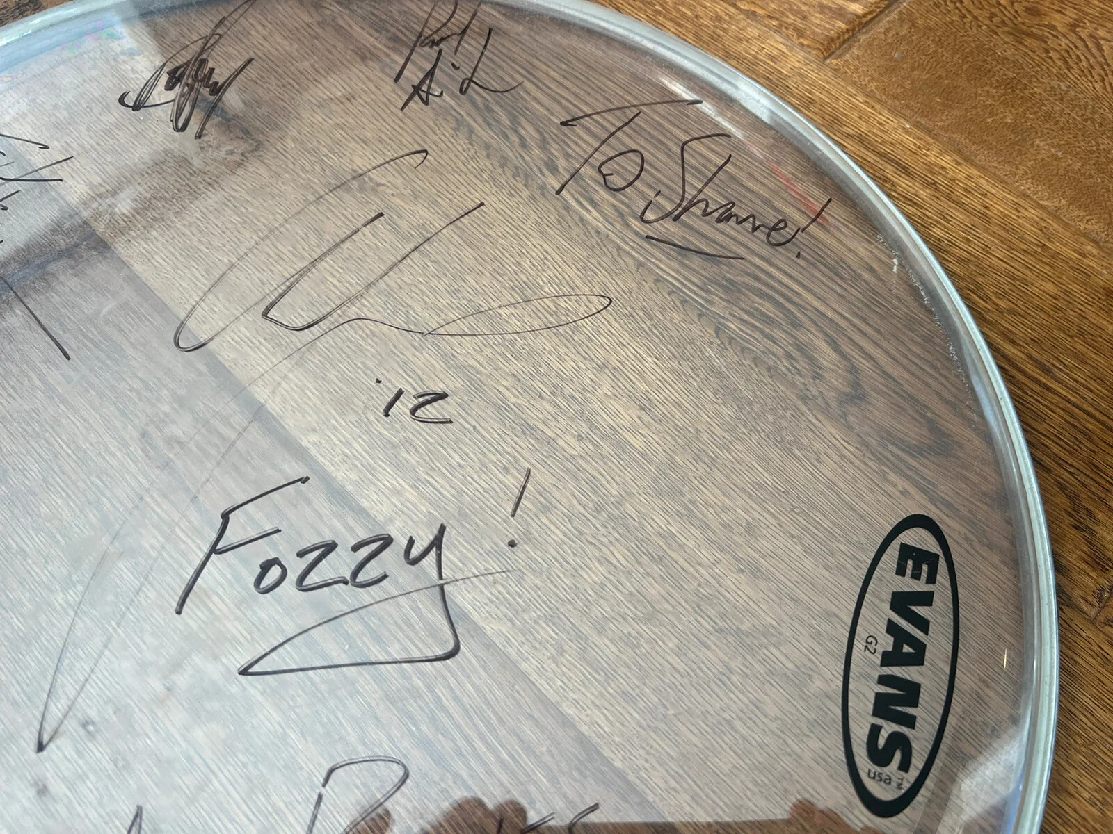 FOZZY SIGNED 16” EvansDRUMHEAD! COMPLETE BAND 6 AUTOGRAPHED! CHRIS JERICHO * WWF, image 5