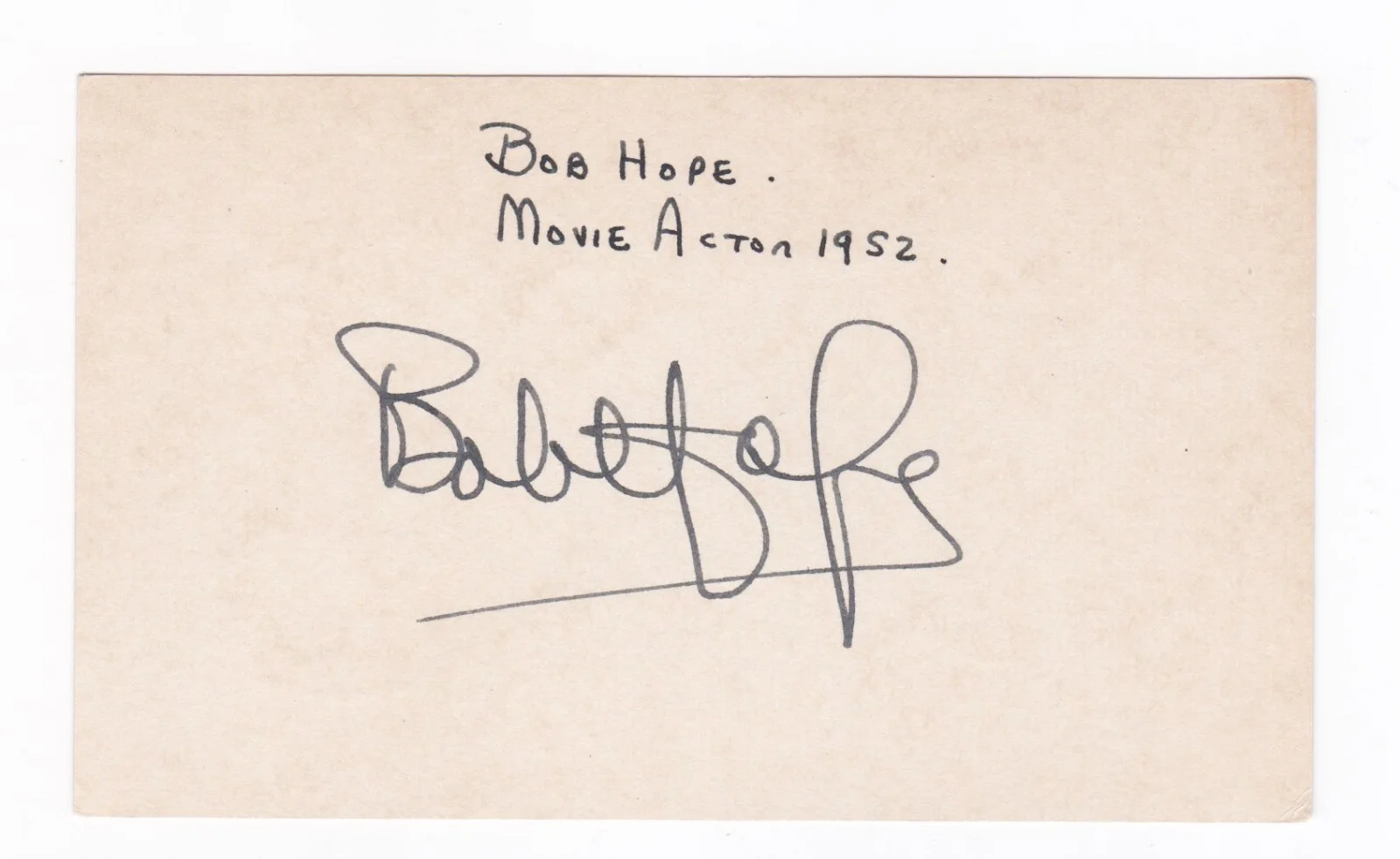 Bob Hope — BOB HOPE (1903-2003) SIGNED 3x5 INDEX CARD AUTOGRAPHED