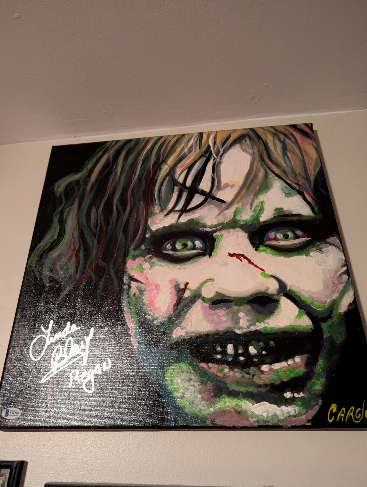Linda Blair Exorcist Signed Cargill Painting 18x18 Beckett, image 2