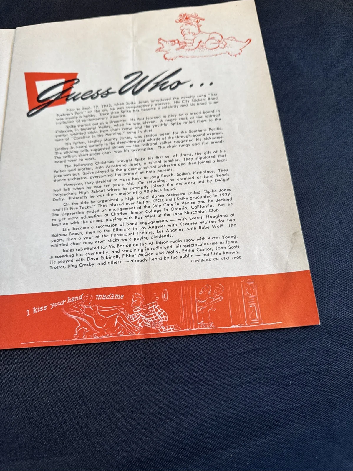 Vintage Spike Jones & His Musical Insanities Souvenir Program 1942, image 3