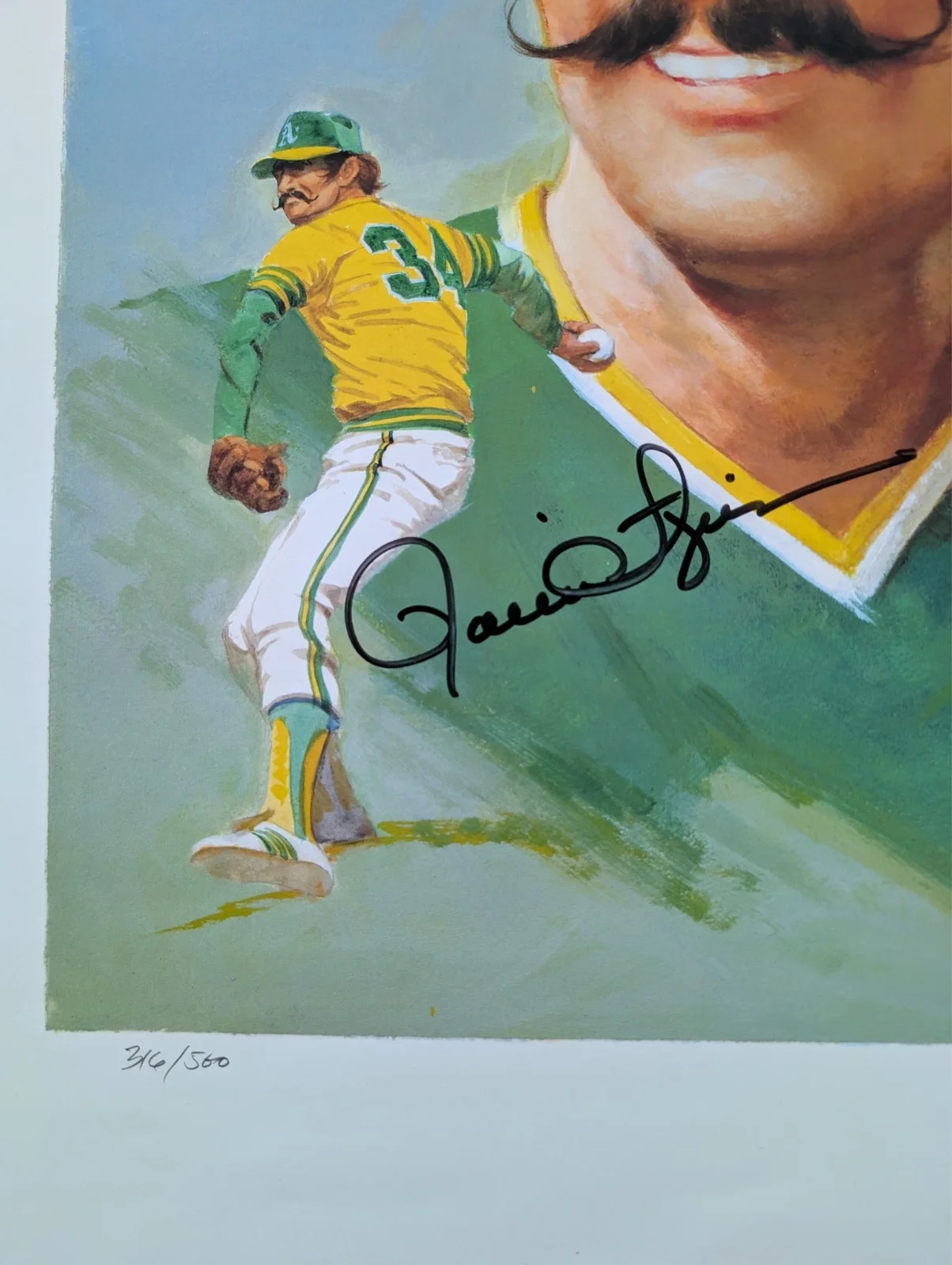 Rollie Fingers — Rollie Fingers hand signed and numbed lithograph print Milwaukee Brewers Coa!, изображение 2