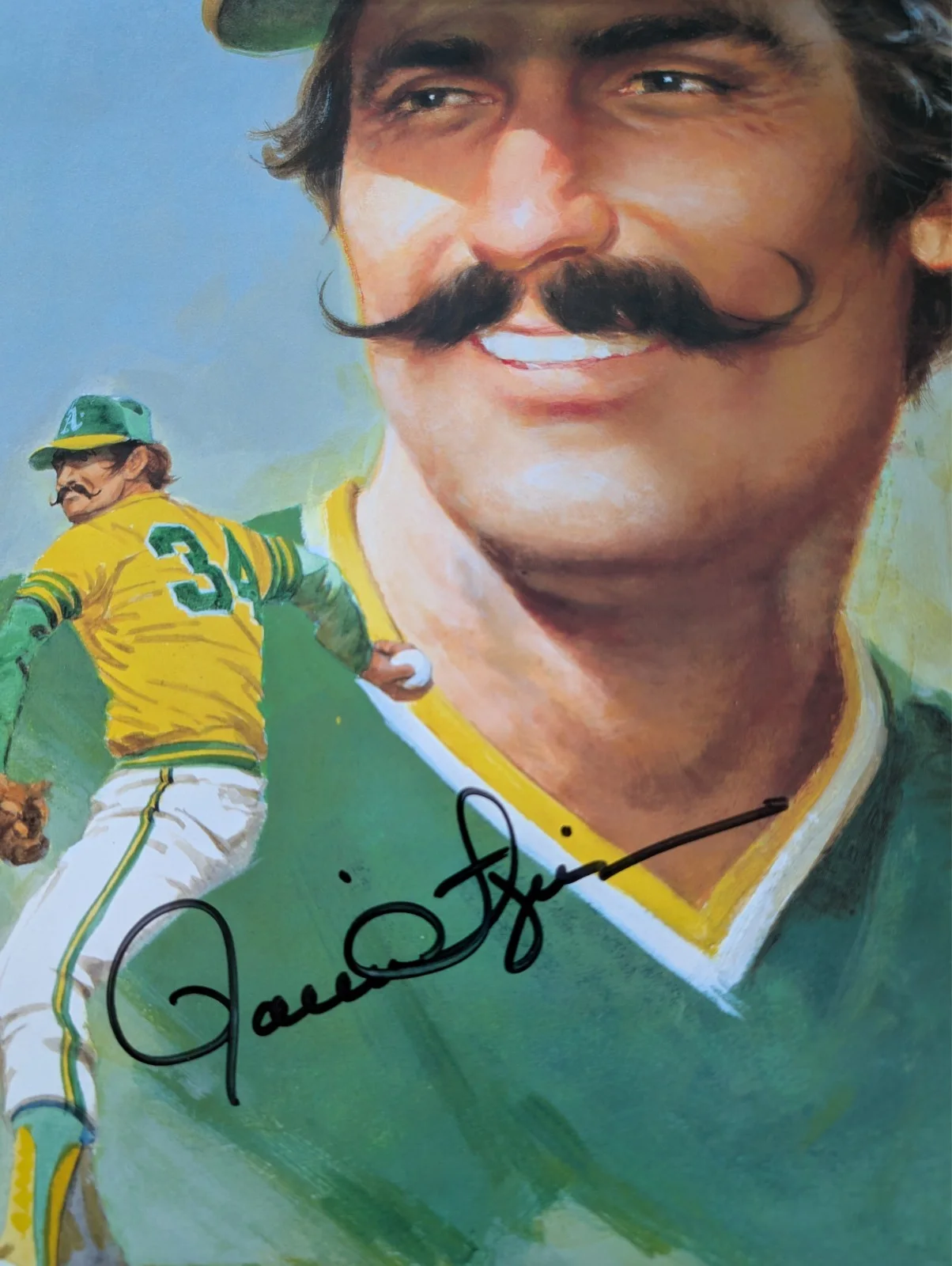 Rollie Fingers — Rollie Fingers hand signed and numbed lithograph print Milwaukee Brewers Coa!, изображение 4
