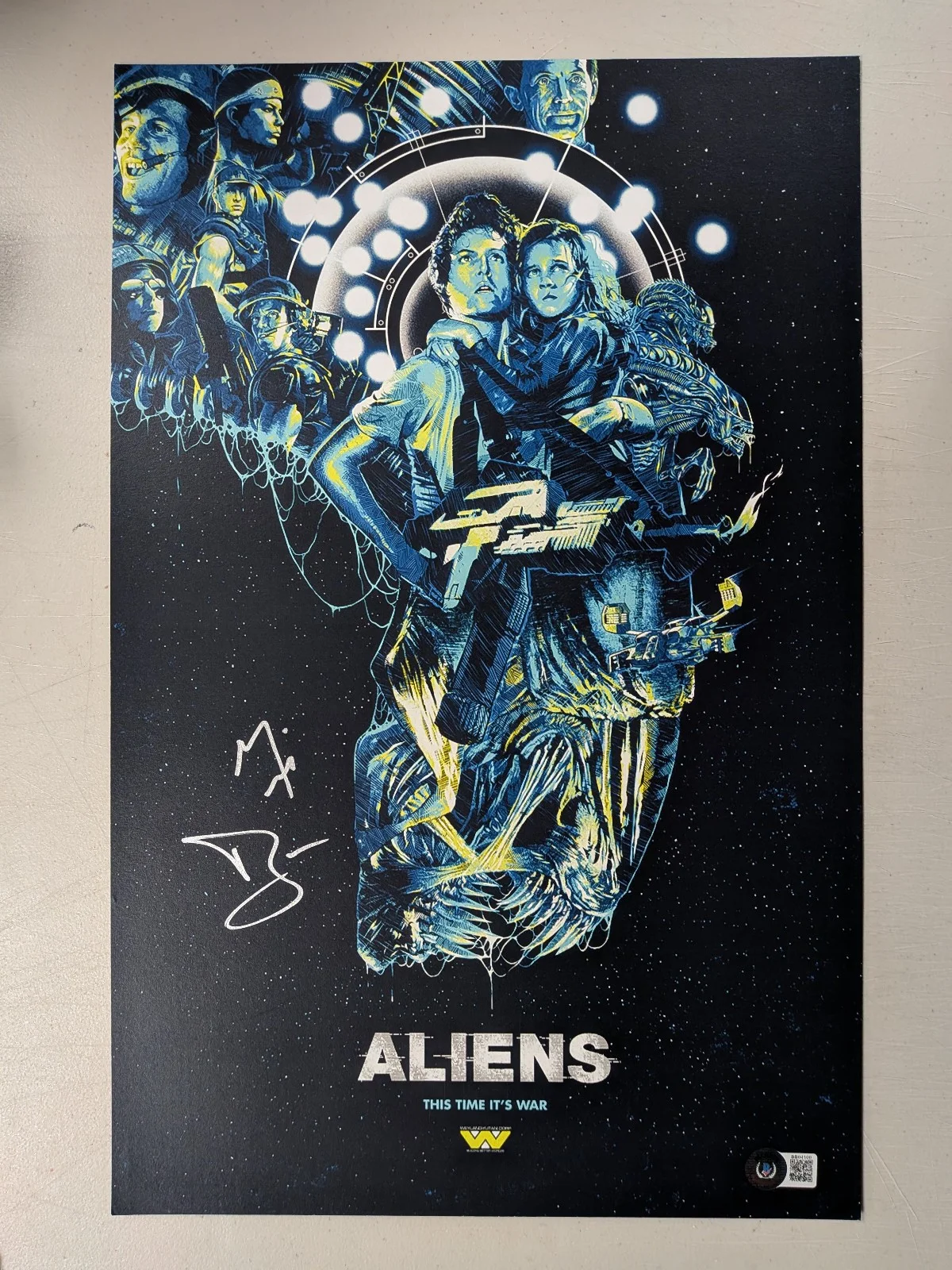 Michael Biehn — MICHAEL BIEHN Signed ALIENS 11x17 Poster Autograph Hicks Beckett BAS QR Z
