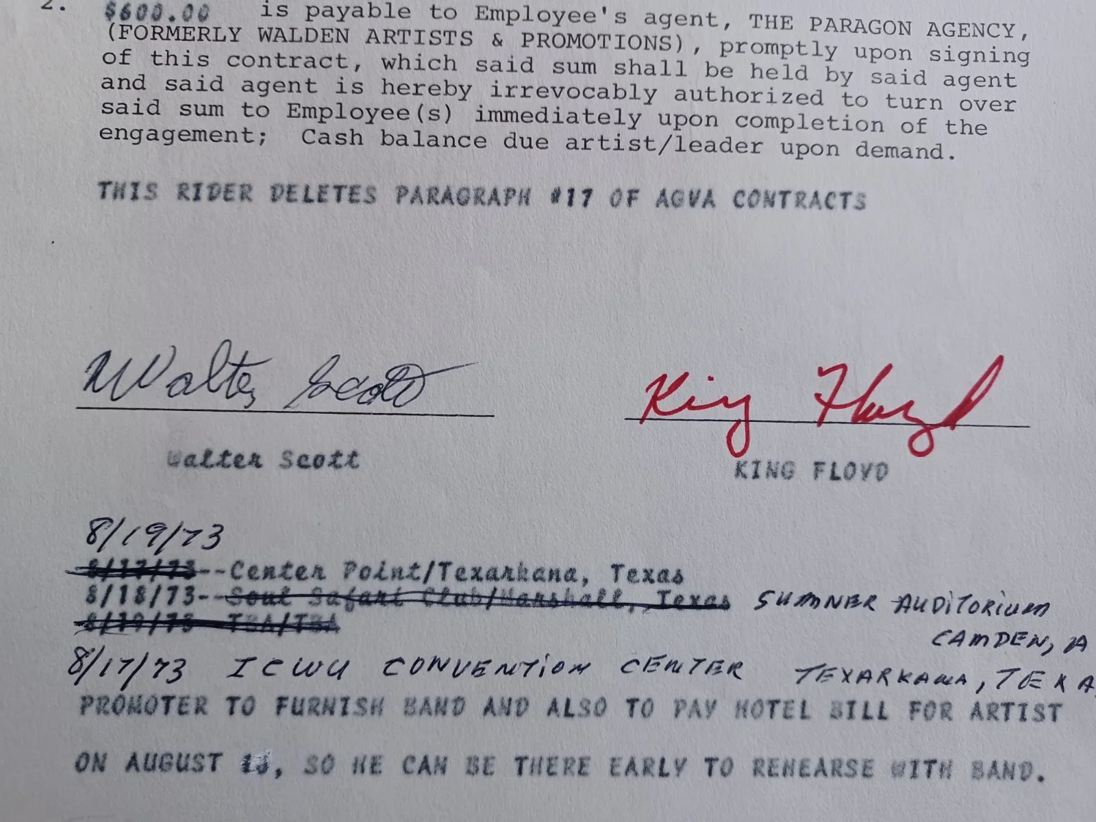 King Floyd (d. 2006) Signed 1973 Contract - Soul Singer - Groove Me - J, изображение 2