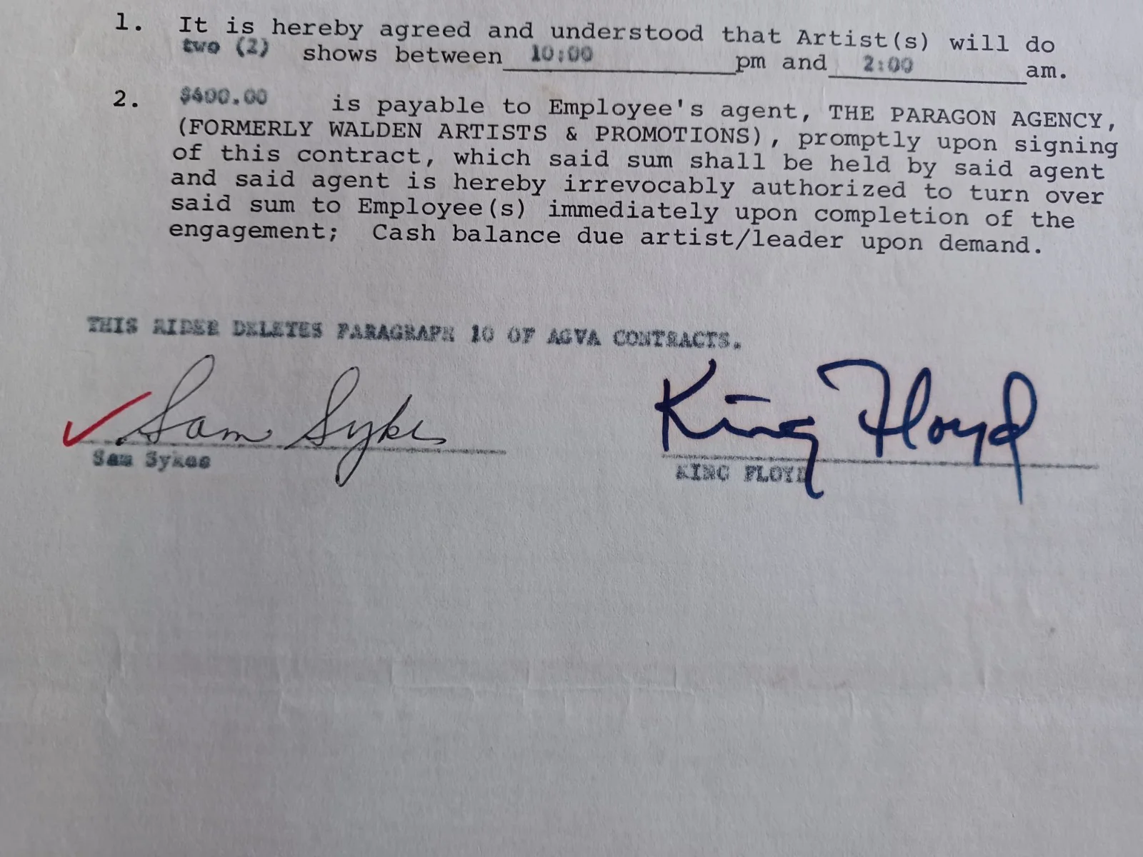 King Floyd (d. 2006) Signed 1971 Contract - Soul Singer - Groove Me - R, image 2