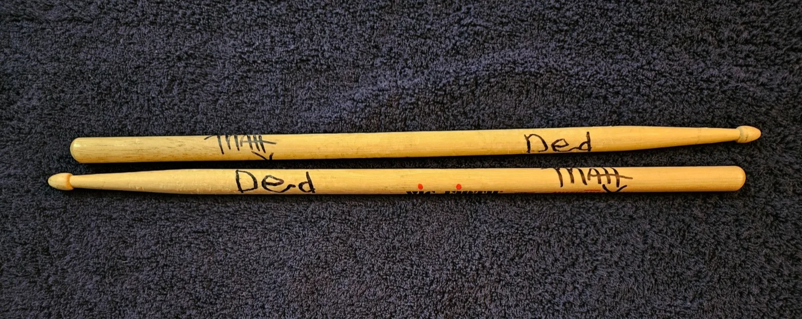 Ded Matt Reinhard Signed Drumstick set stage used Vic Firth, image 3