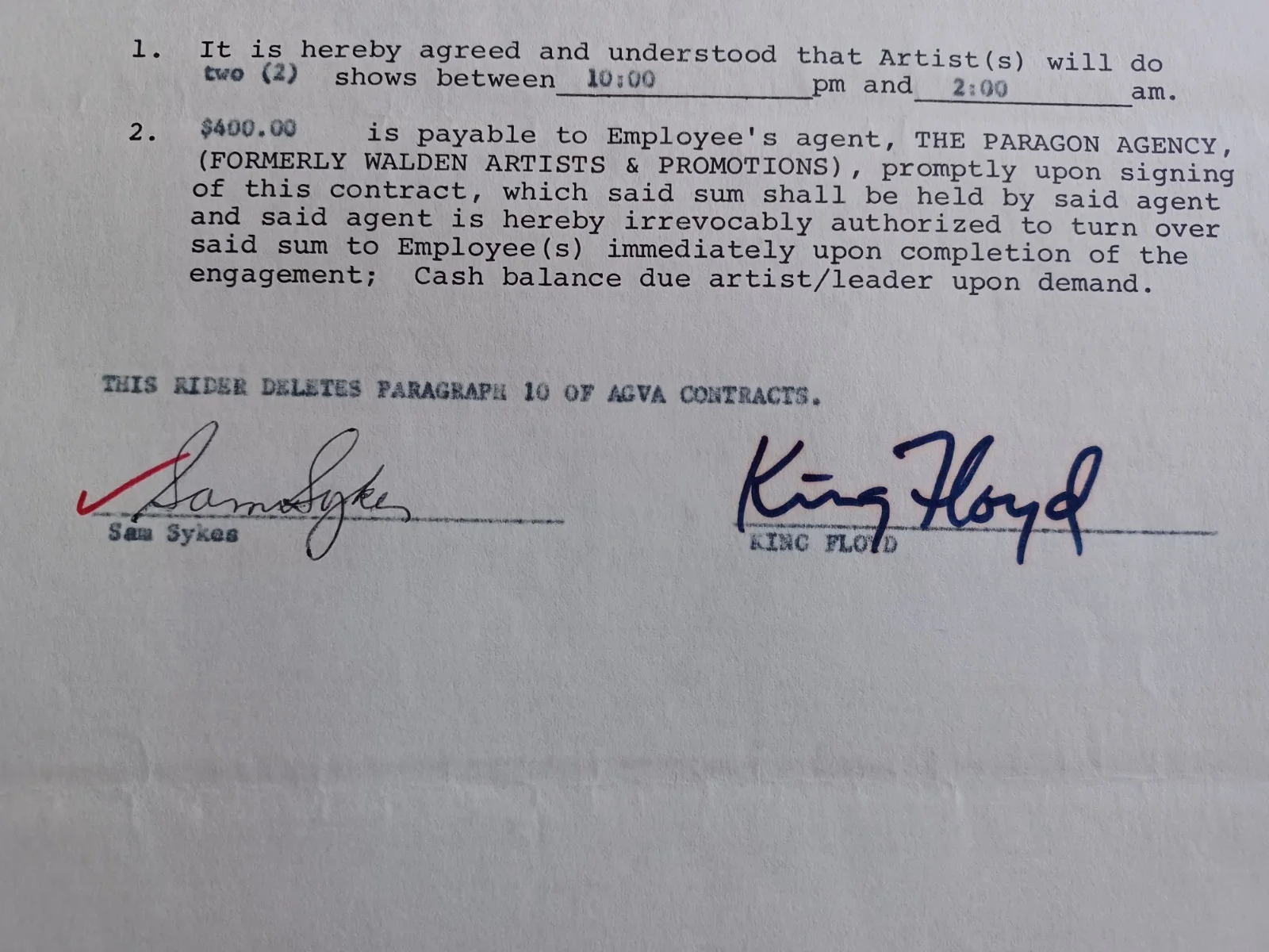 King Floyd (d. 2006) Signed 1971 Contract - Soul Singer - Groove Me - Q, image 2