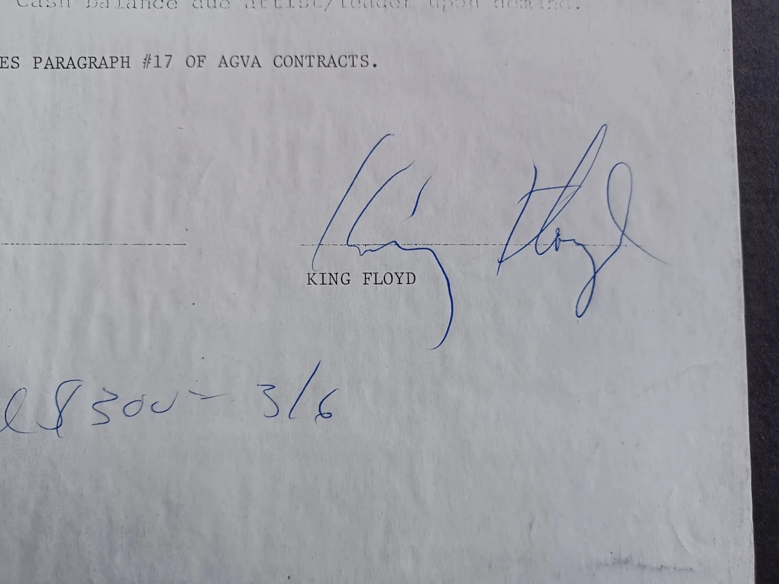 King Floyd (d. 2006) Signed 1973 Contract - Soul Singer - Groove Me - B, image 2
