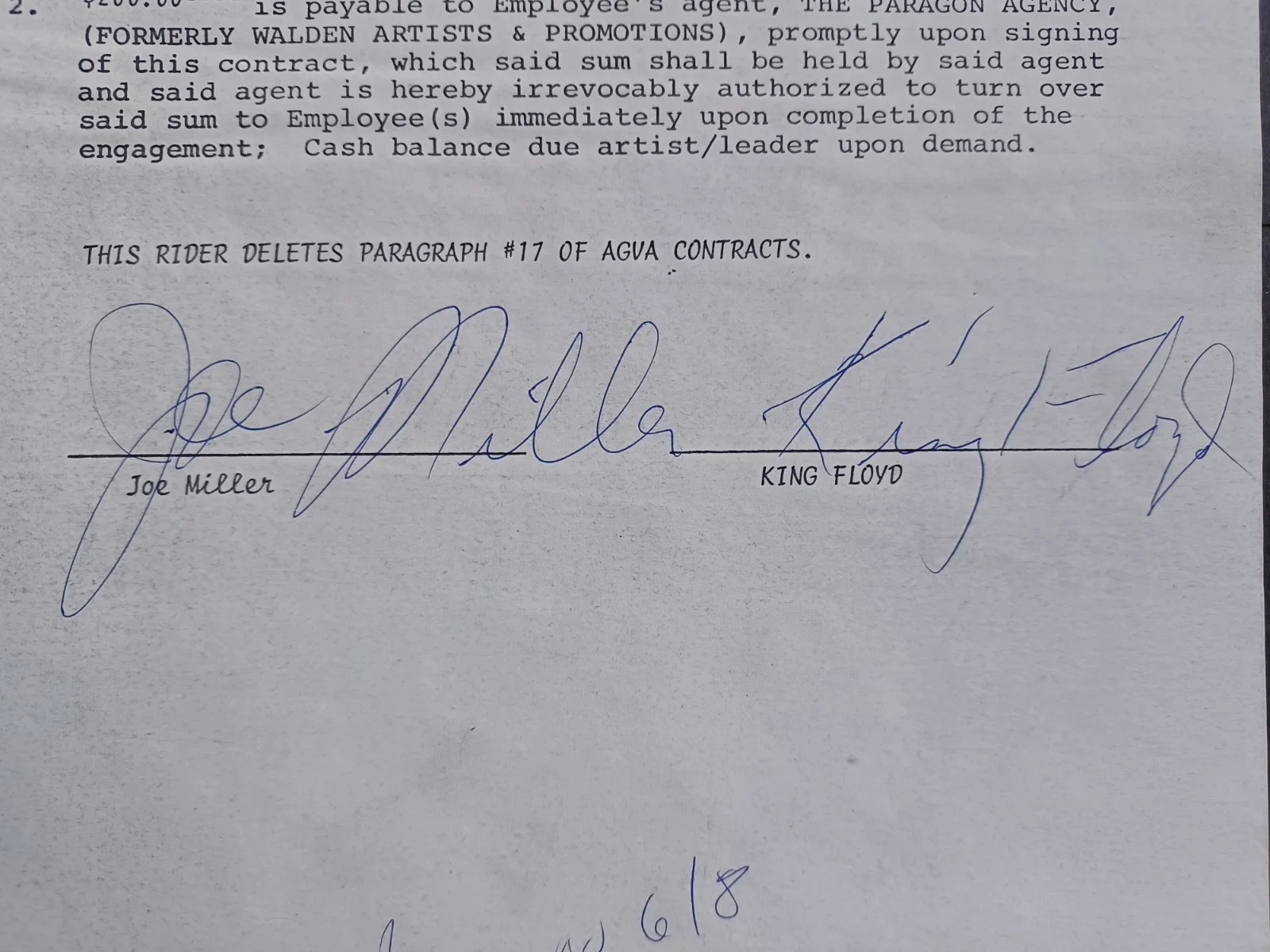 King Floyd (d. 2006) Signed 1973 Contract - Soul Singer - Groove Me - A, изображение 2