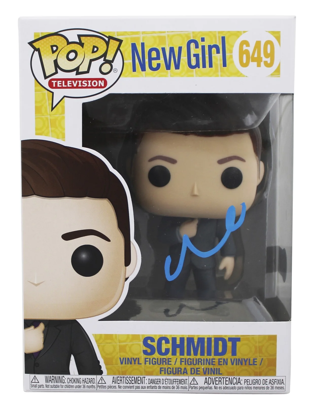 Max Greenfield — Max Greenfield New Girl Signed Schmidt #649 Funko Pop Vinyl Figure BAS #BQ56219