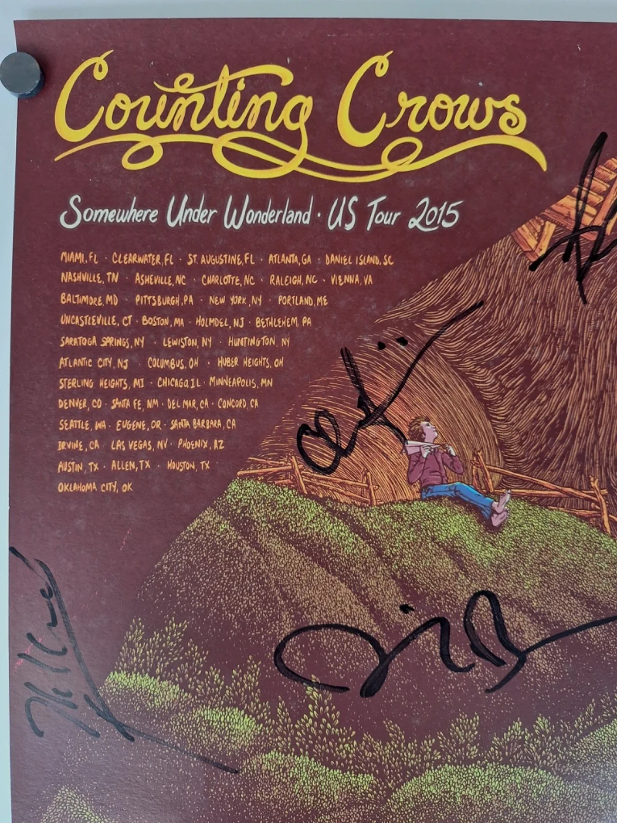 COUNTING CROWS CONCERT POSTER Somewhere Under Wonderland USA TOUR 2015 SIGNED!, изображение 2