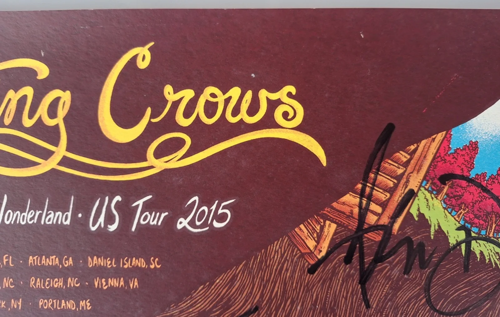 COUNTING CROWS CONCERT POSTER Somewhere Under Wonderland USA TOUR 2015 SIGNED!, изображение 3