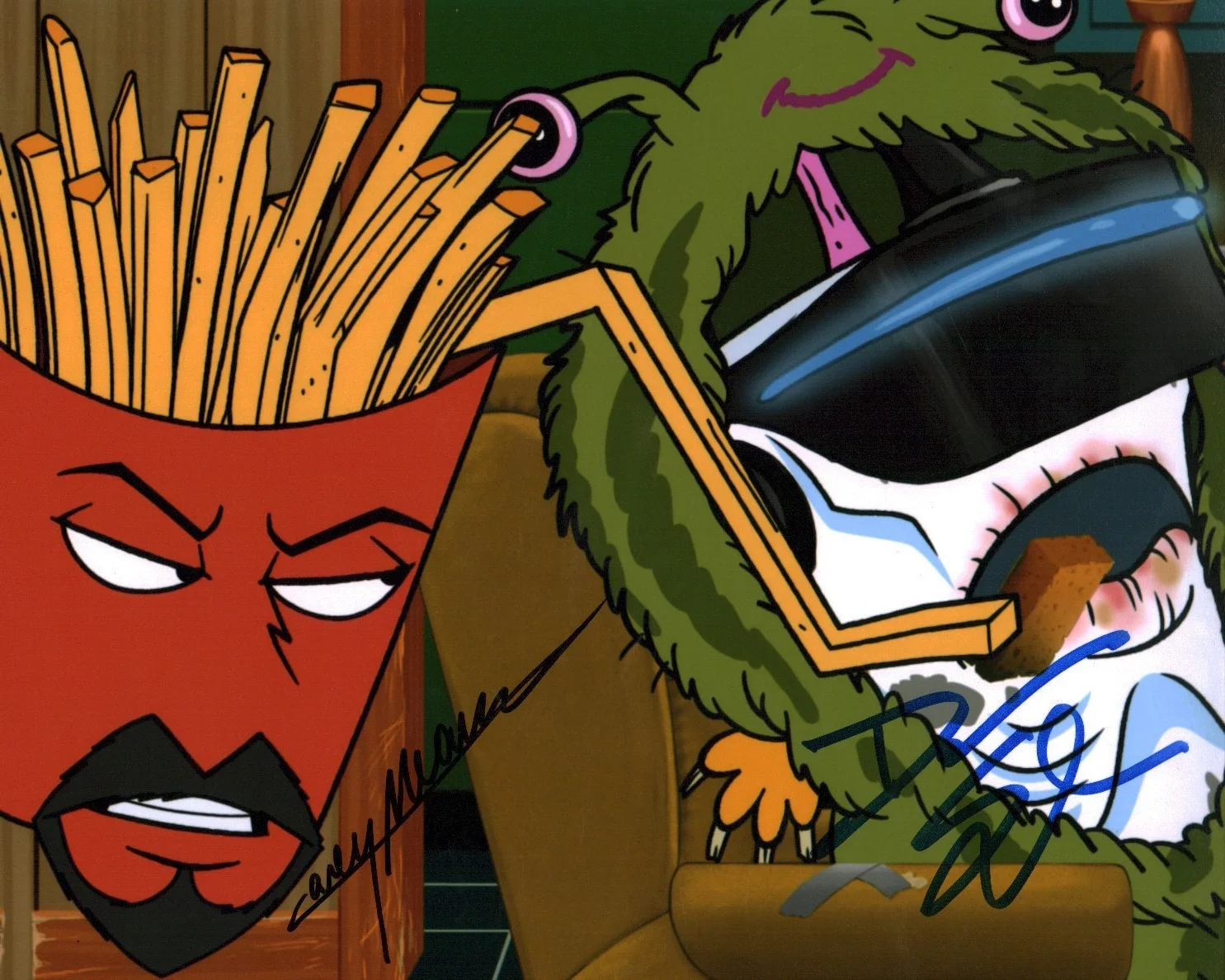Dana Snyder, Carey Means — Aqua Teen Hunger Force 8x10 Photo Cast x2 Signed Snyder, Means JSA Cert Auto