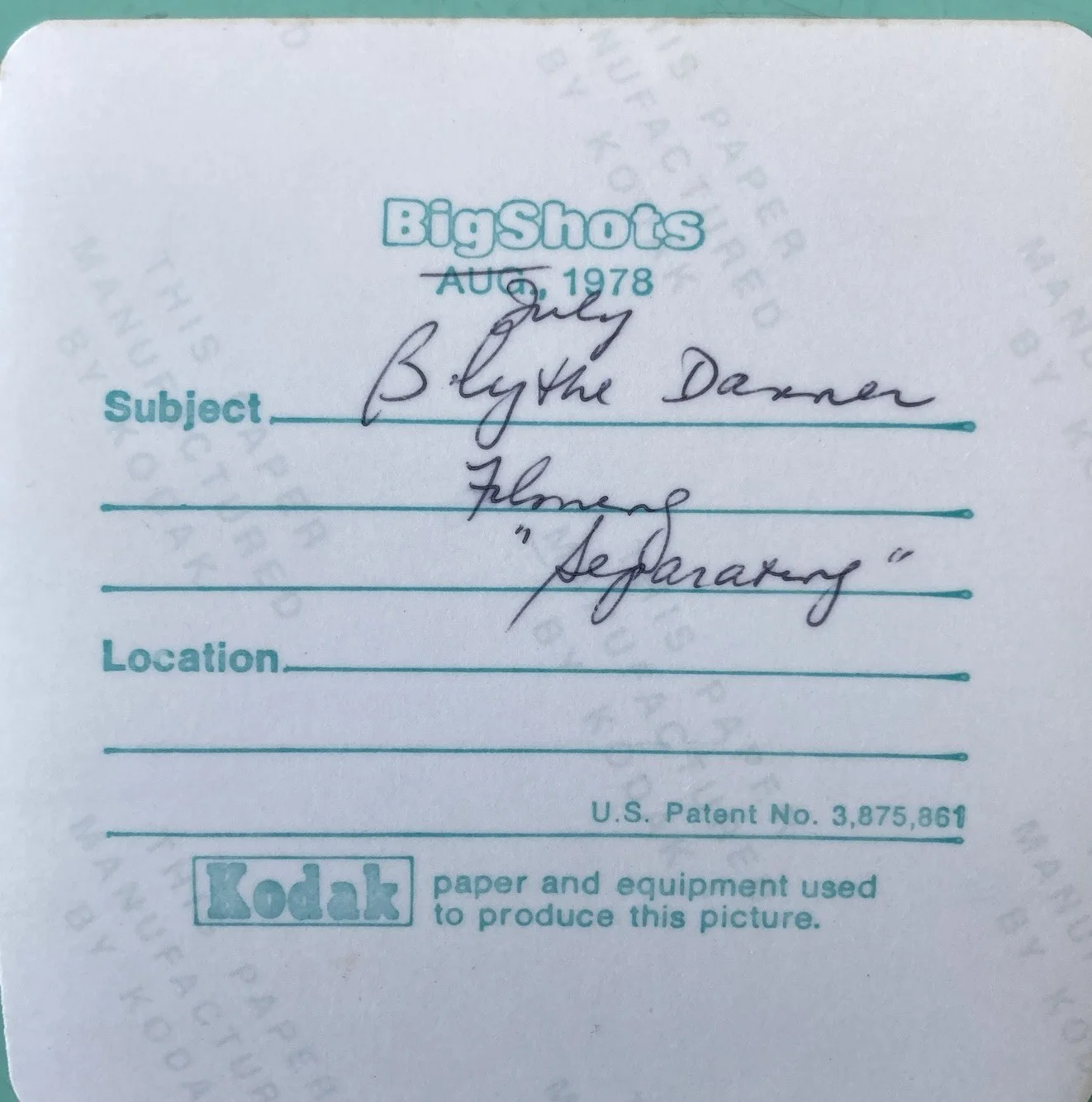 Blythe Danner — Blythe Danner Signed Photo Small 3”X3” 1979 Too Far to Go Candid Outside Trailer, изображение 2