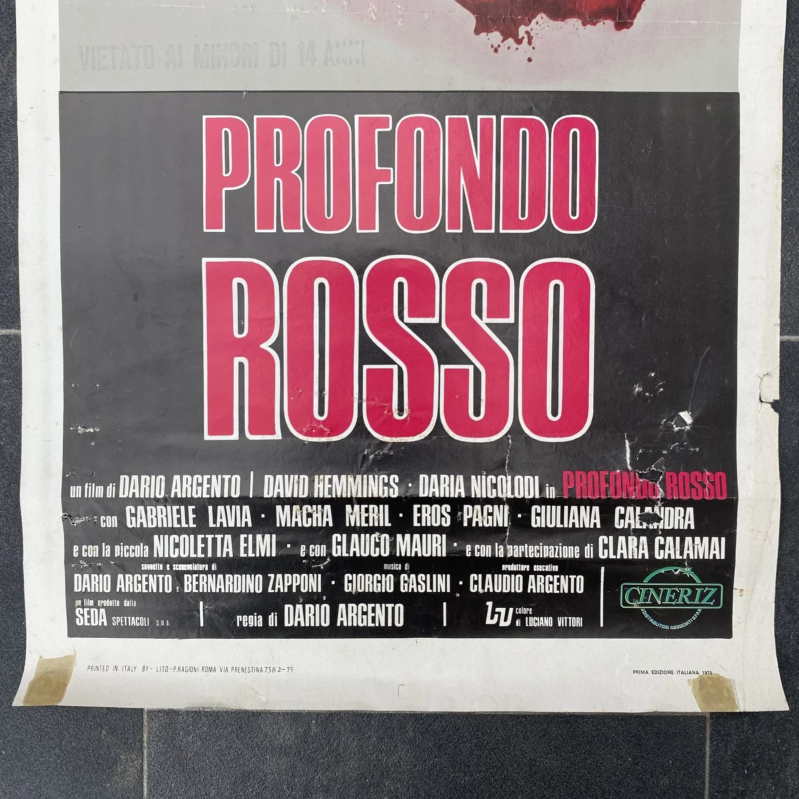 PROFONDO ROSSO - Original Italian Locandina poster (1975) DARIO ARGENTO Horror, image 3