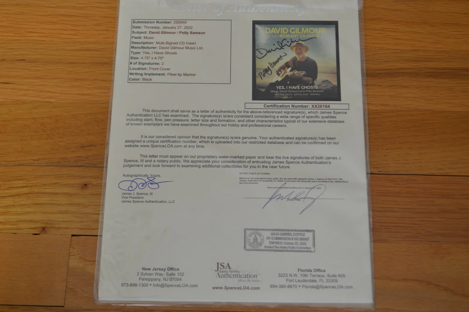 David Gilmour / Polly Samson Autographed "Yes, I Have Ghosts" CD with JSA LOA, image 4