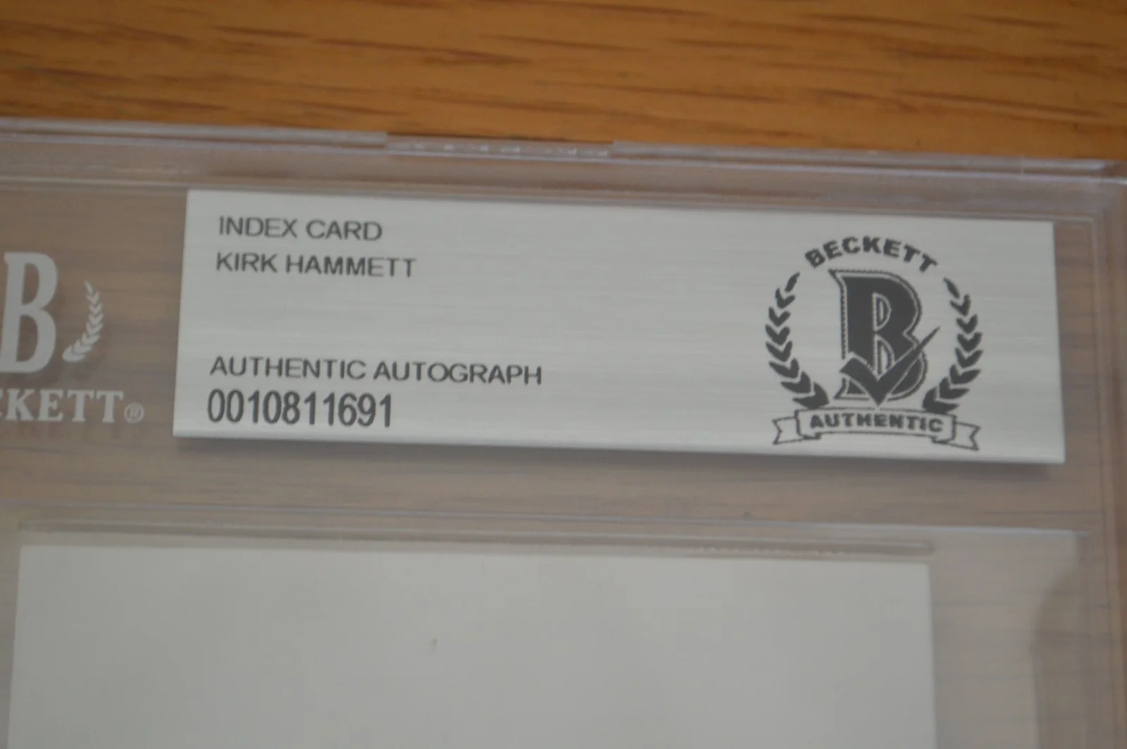 Metallica ~ Kirk Hammett Autographed 3x5 Index Card w/ Beckett Encapsulated COA, image 3