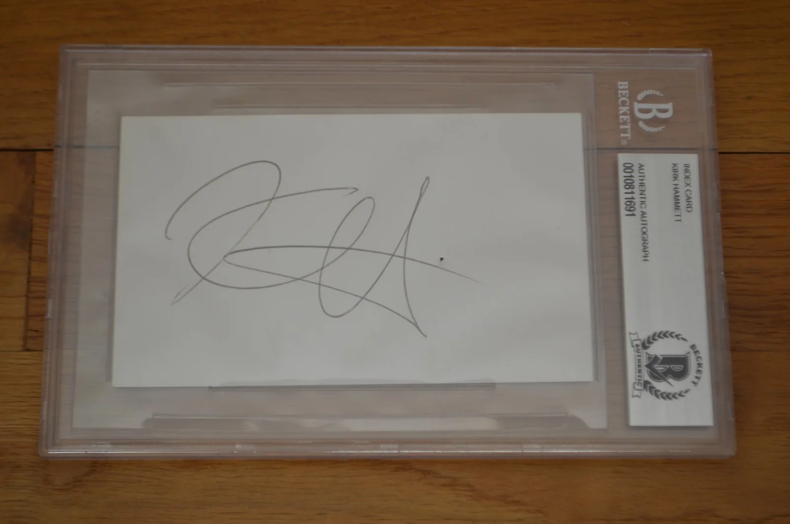 Metallica ~ Kirk Hammett Autographed 3x5 Index Card w/ Beckett Encapsulated COA, image 5
