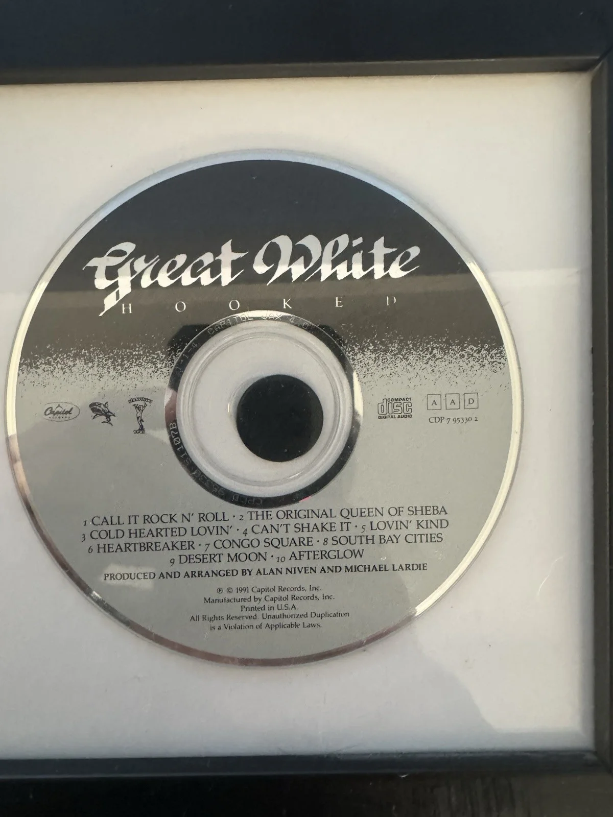 Great White Hooked Era Signed/Frame CD Art Jack Russell Kendall Desbrow Montana+, image 2