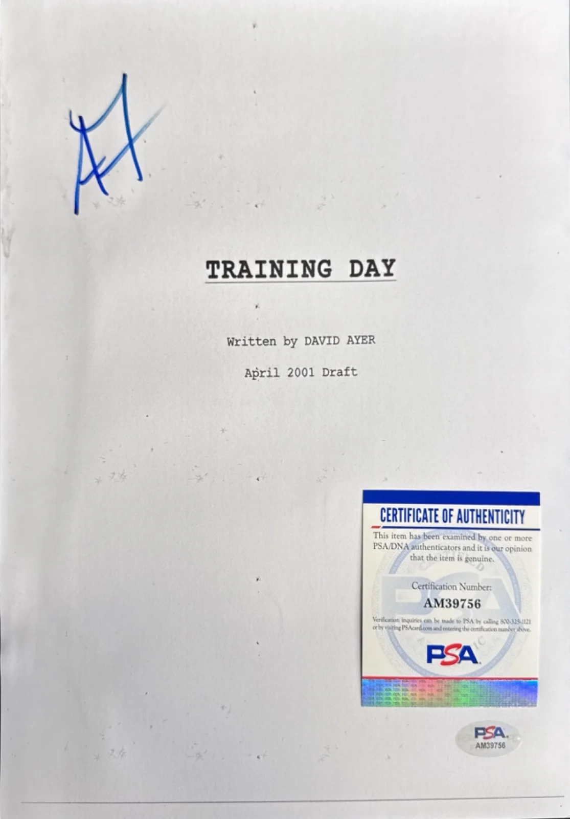 Antoine Fuqua — Antoine Fuqua Signed 8x10 Training Day Script Cover Only PSA AM39756, изображение 2