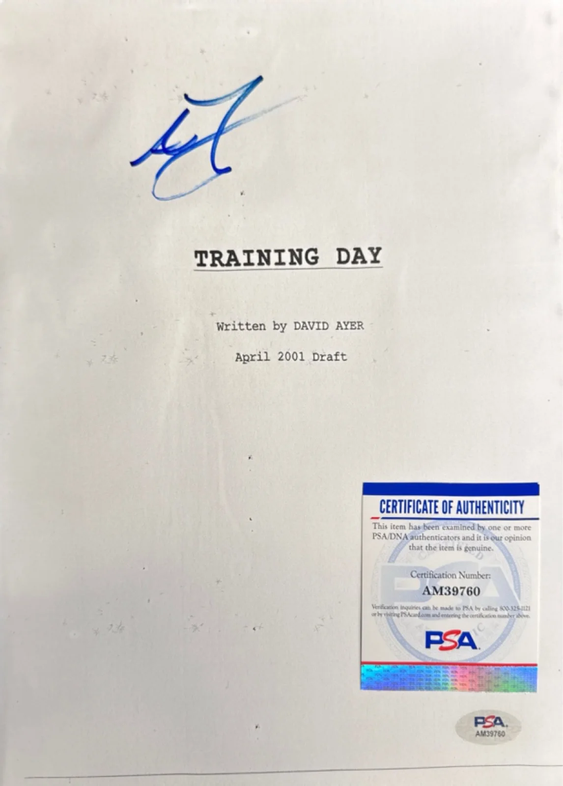 Antoine Fuqua — Antoine Fuqua Signed 8x10 Training Day Script Cover Only PSA AM39760, image 2