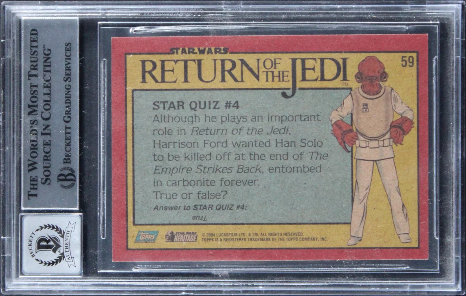 Ray Gilberti, Michael J. McAlister, Pat Sweeney — (3) Gilberti +2 Signed 2004 Star Wars Heritage #59 Card Auto 10! BAS Slabbed, image 2