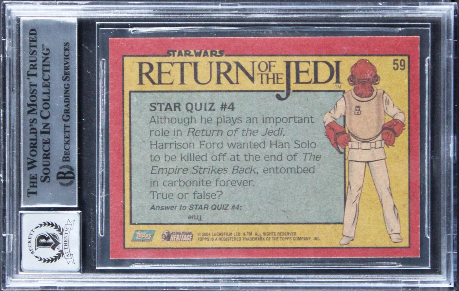 Ray Gilberti, Pat Sweeney, Michael J. McAlister — (3) Gilberti +2 Signed 2004 Star Wars Heritage #59 Card Auto Grade 10! BAS Slab, image 2