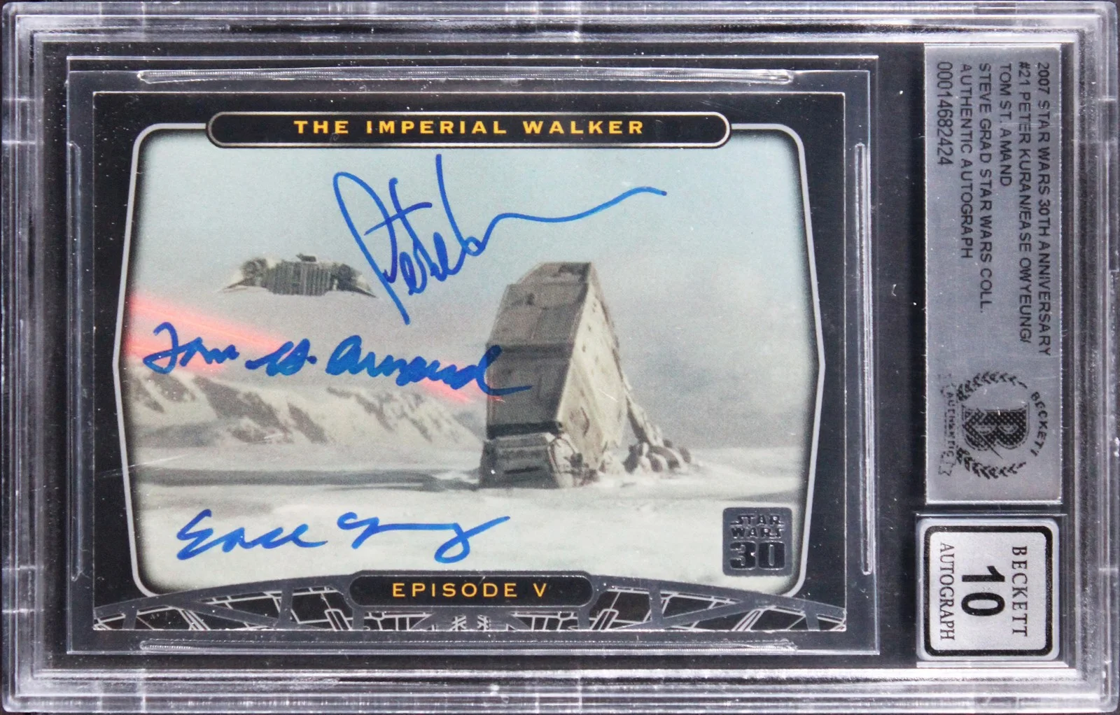 Peter Kuran, Ease Owyeung & Tom St. Amand — (3) Kuran +2 Signed 2007 Star Wars 30th Anniversary #21 Card Auto 10! BAS Slab
