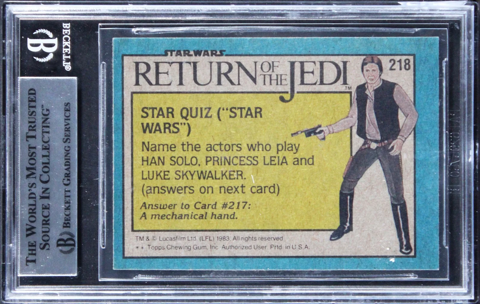 Bill George, Charlie Bailey, Selwyn Eddy III, Michael J. McAliste — (7) George +6 Signed 1983 Star Wars Return Of The Jedi #218 Card BAS Slabbed, image 2