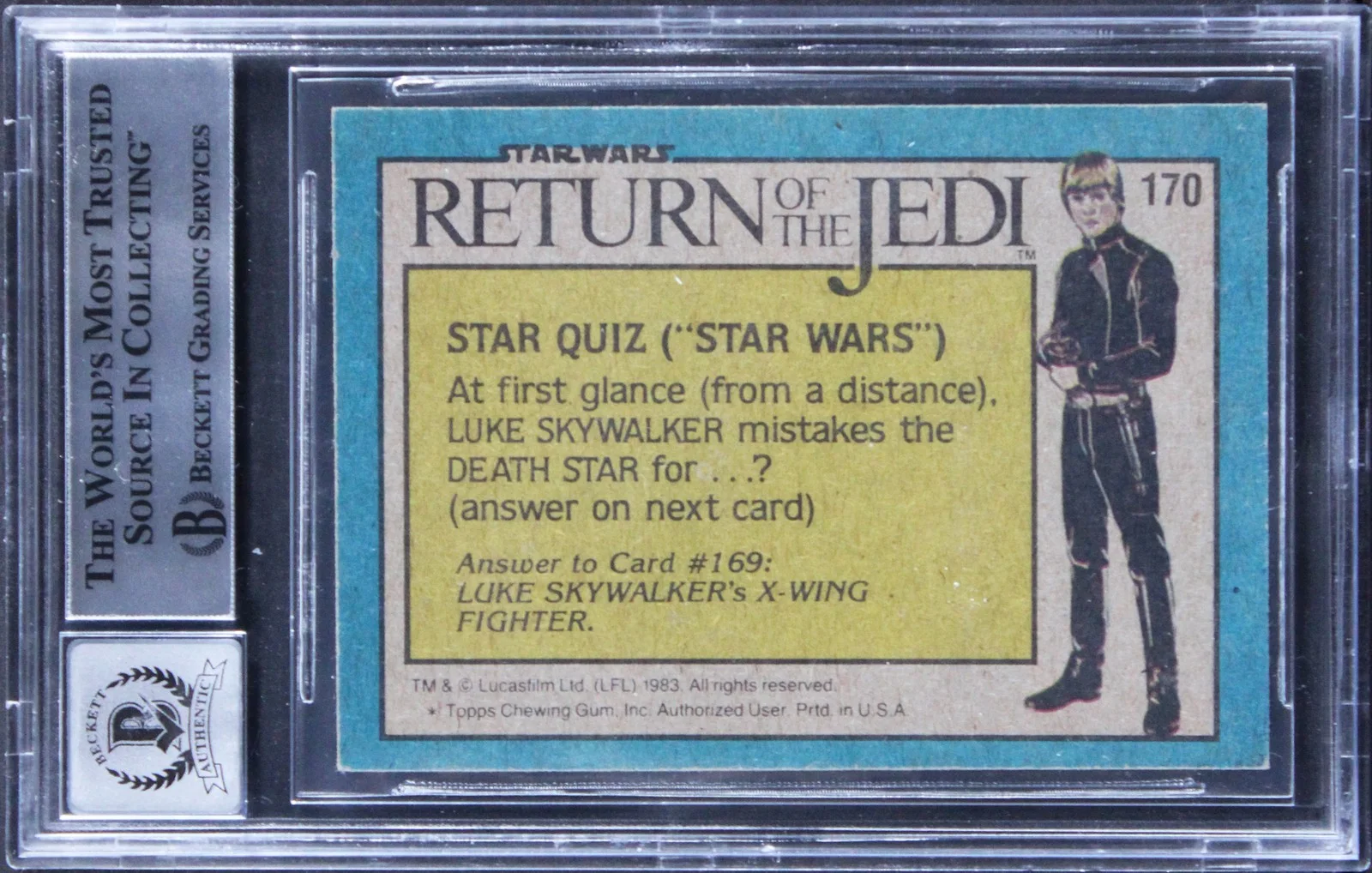 Simon J. Williamson, Louis Friedman, Graeme Hattrick, Les Conrad — (4) Williamson +3 Signed 1983 Star Wars ROTJ #170 Card Auto Grade 10! BAS Slab, image 2