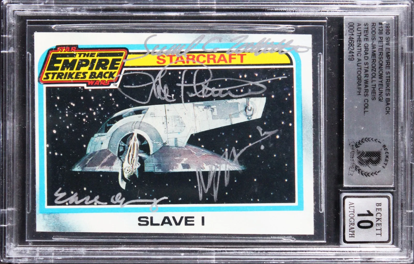 Nilo Rodis-Jamero, Lorne Peterson, Ease Owyeung & Samuel Zollthei — (4) Peterson +3 Signed 1980 Star Wars ESB #138 Card Auto Grade 10! BAS Slabbed