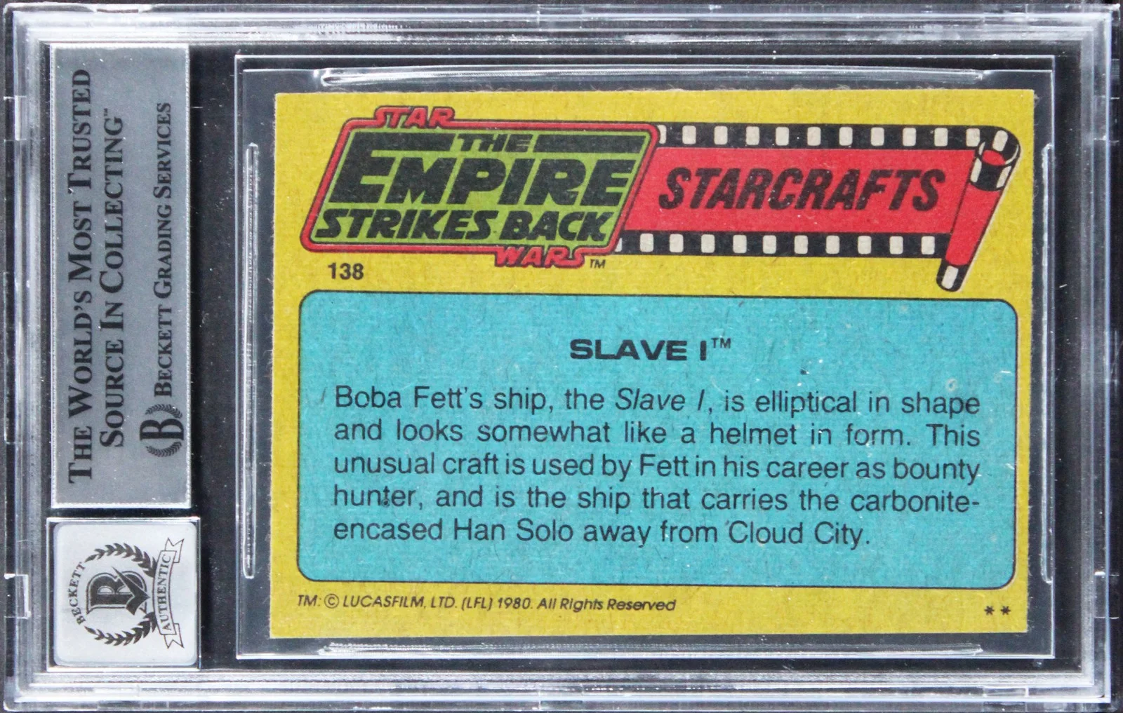 Nilo Rodis-Jamero, Lorne Peterson, Ease Owyeung, Samuel Zollthei — (4) Peterson +3 Signed 1980 Star Wars ESB #138 Card Auto Grade 10! BAS Slabbed, изображение 2