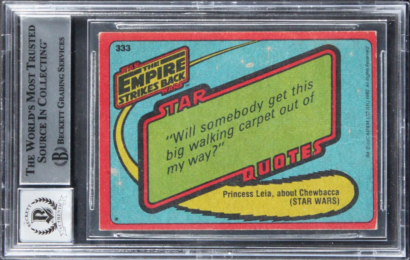 Phill Tippett, Jon Berg — (2) Tippett & Berg Signed 1980 Star Wars ESB #333 Card Auto GM 10! BAS Slabbed, изображение 2