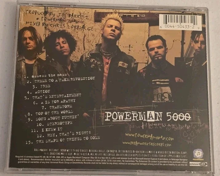 Powerman 5000 Transform CD Cover Both Signed By Spider One 2003 METAL PM5K, image 3