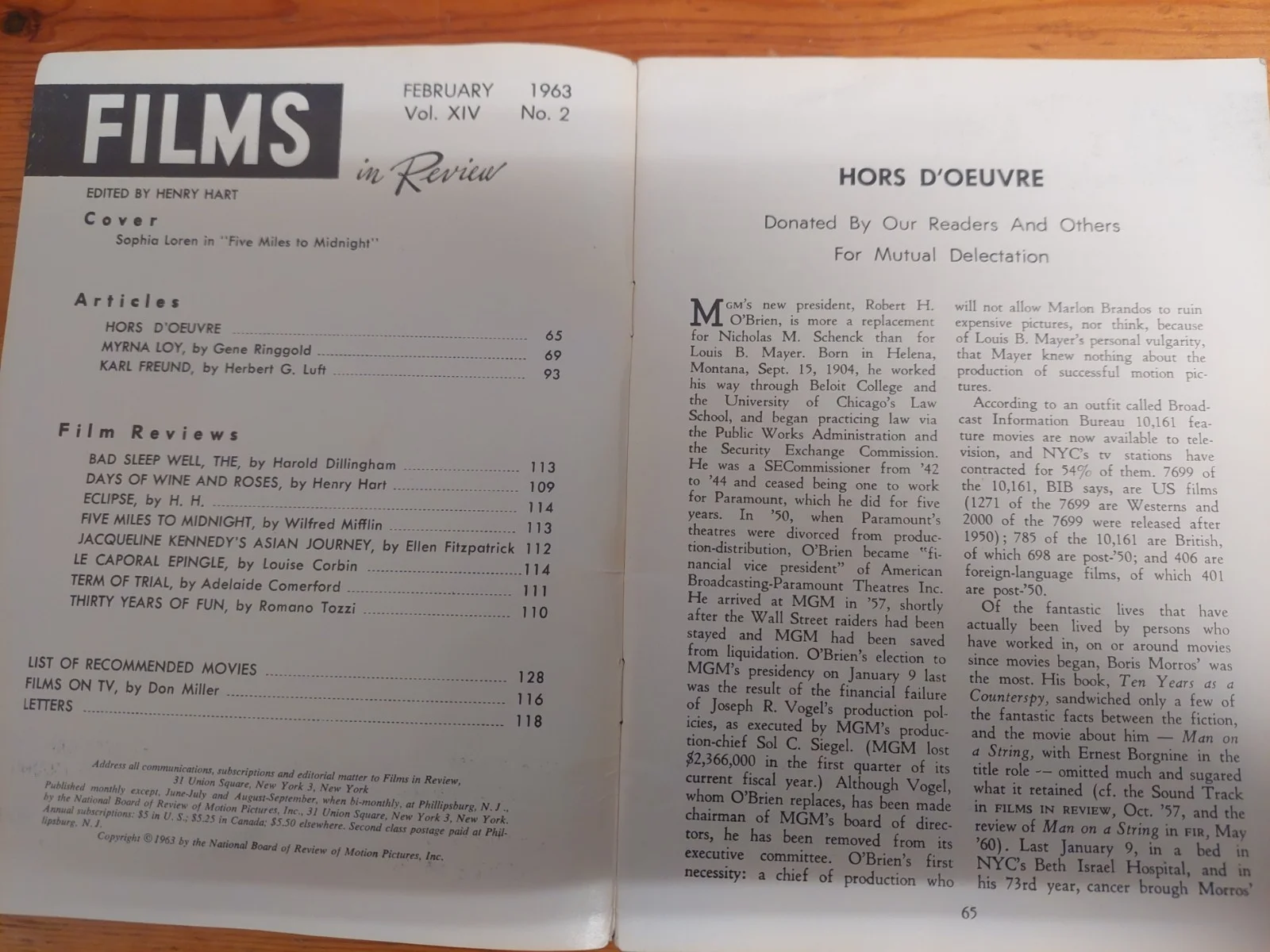 Films In Review Magazine, 1963 February edition, vol XIV No 2, изображение 3