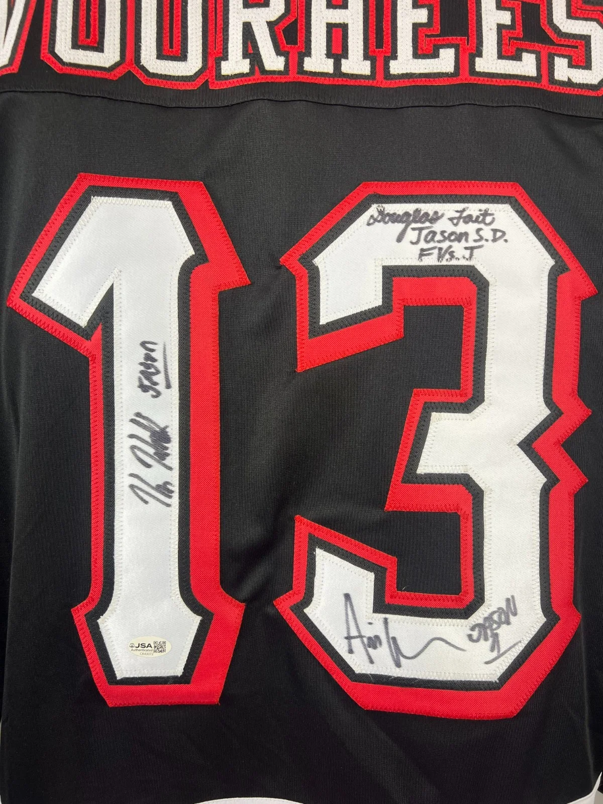 Douglas Tait, Kane Hodder, Ari Lehman — Hodder Tait Lehman autographed signed inscribed Jason Friday the 13th Jersey JSA, изображение 2